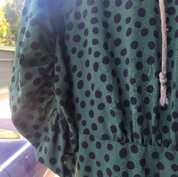 Who What Wear Green/blk polka dots dress - Picture 5 of 7